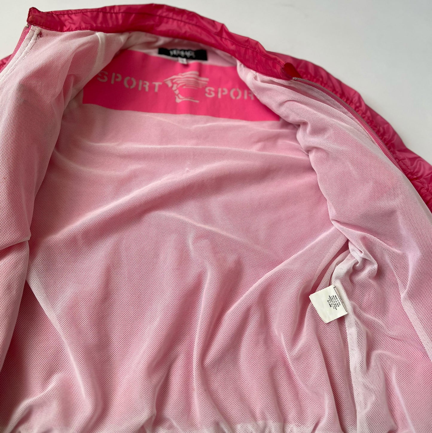 Vintage Versace Sport Jacket with Adjustable Ruched Sleeves in Transparent Pink - S