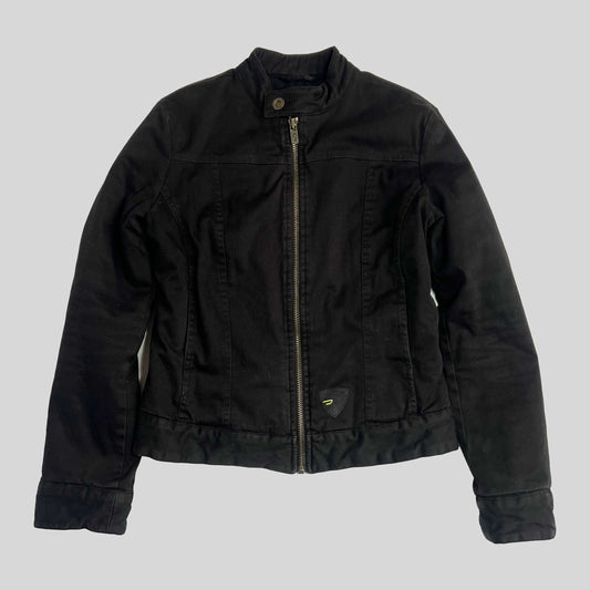 00's Diesel Canvas Moto Jacket with Insulation in Black - M