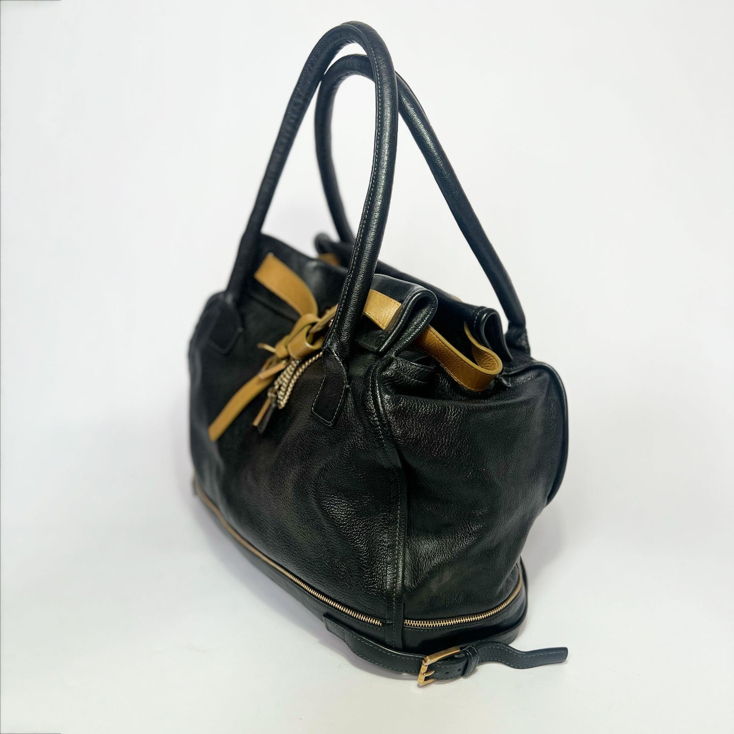 Vintage Chloé Marlow Leather Tote Bag with Belt in Black