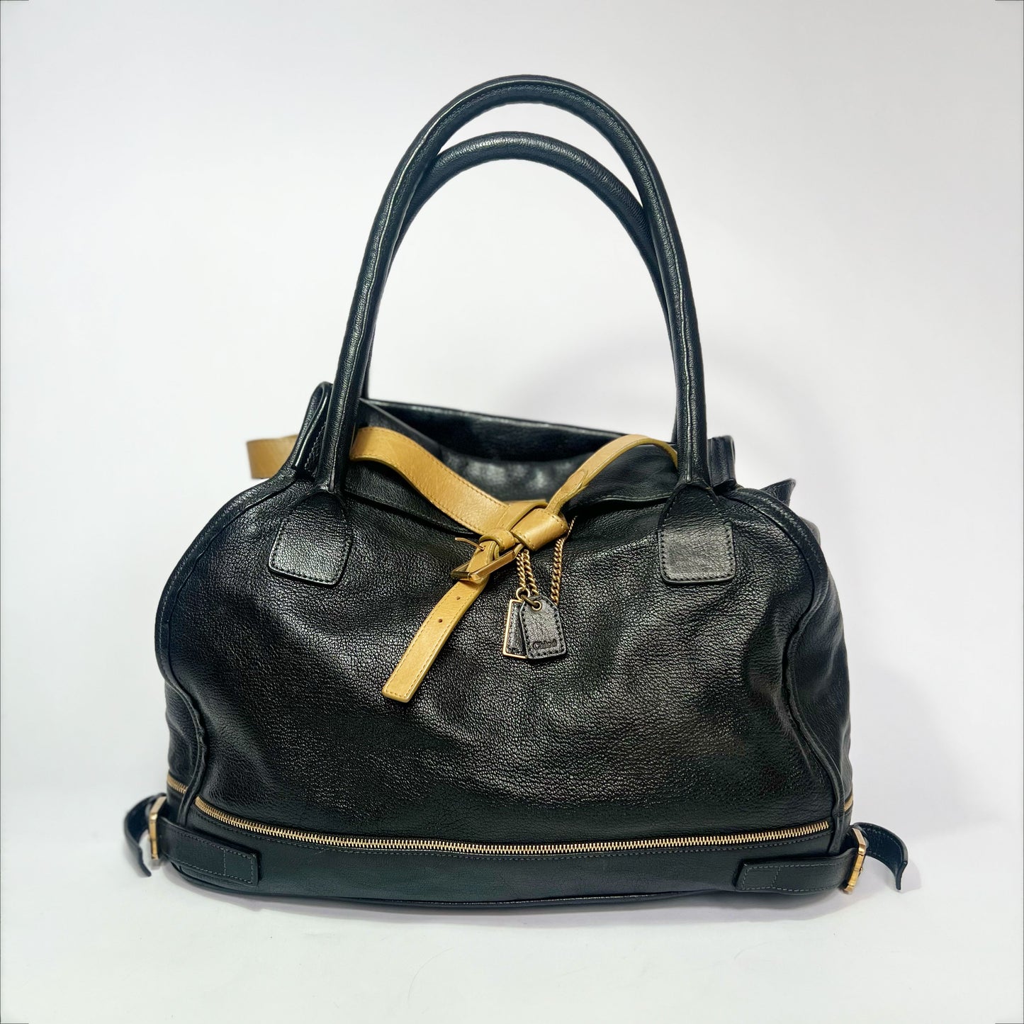 Vintage Chloé Marlow Leather Tote Bag with Belt in Black