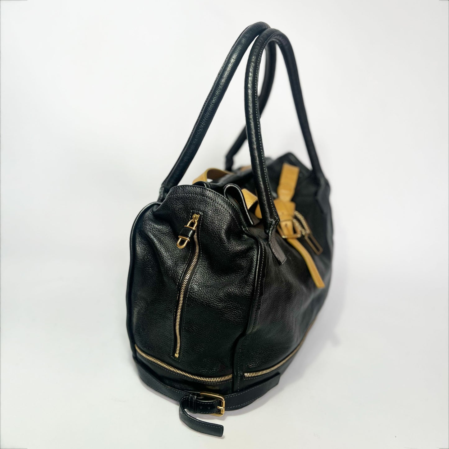 Vintage Chloé Marlow Leather Tote Bag with Belt in Black