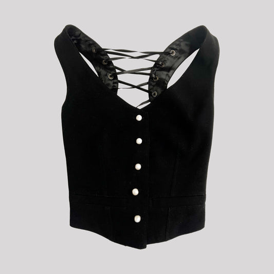 Vintage Dolce & Gabbana Corset Waistcoat Vest in Black - XS