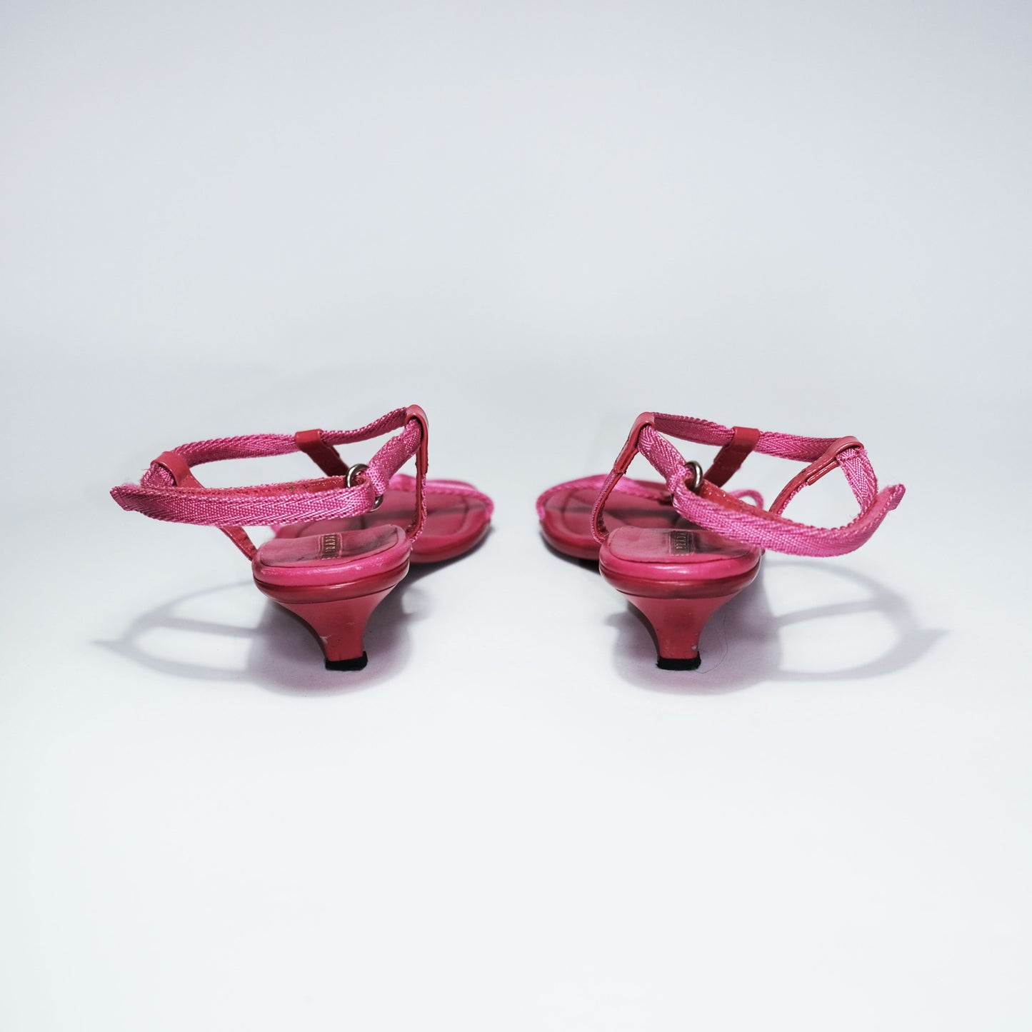 00's Prada Sport T Bar Strap Kitten Heels in Pink - UK 5.5