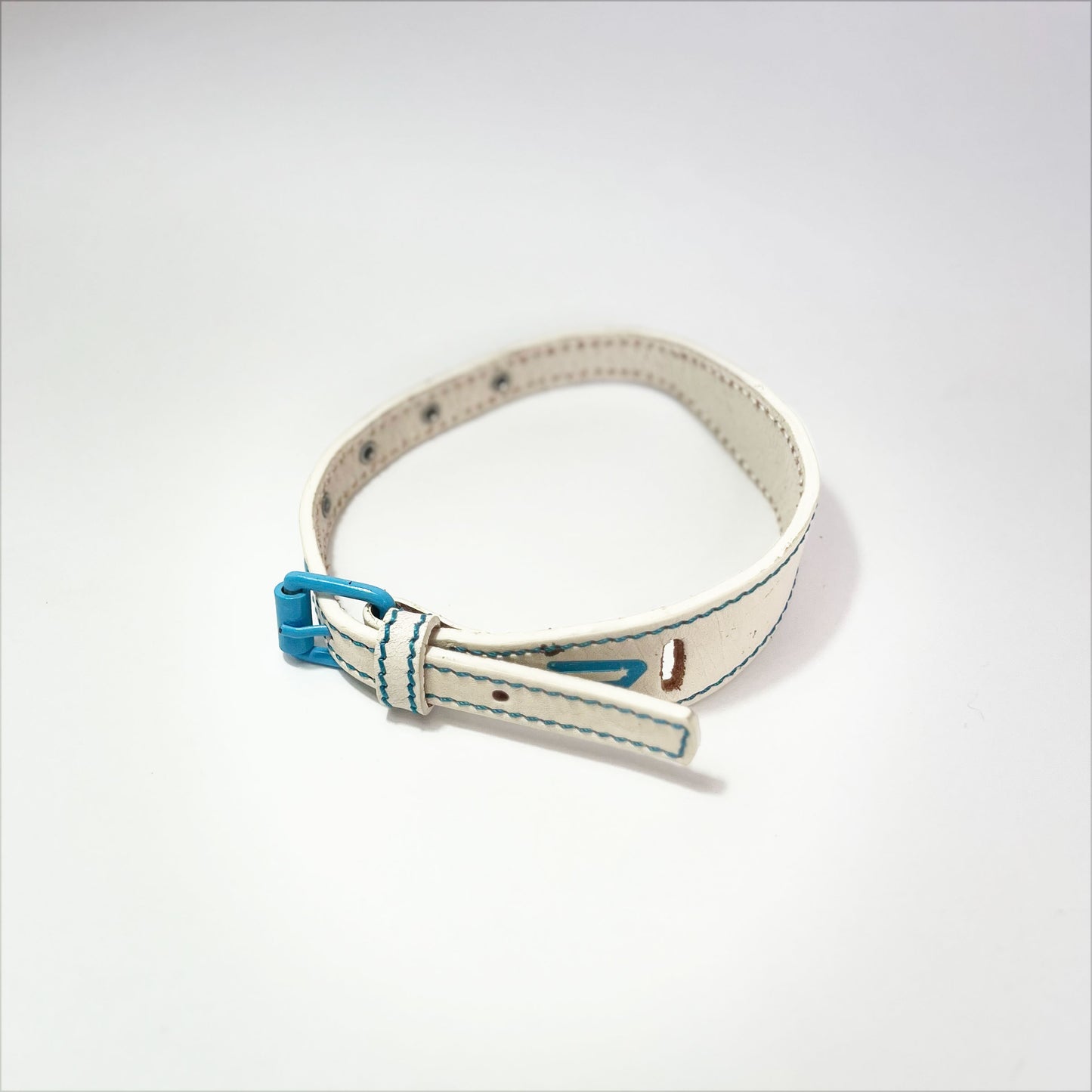 Vintage Diesel Dog Collar in White Leather