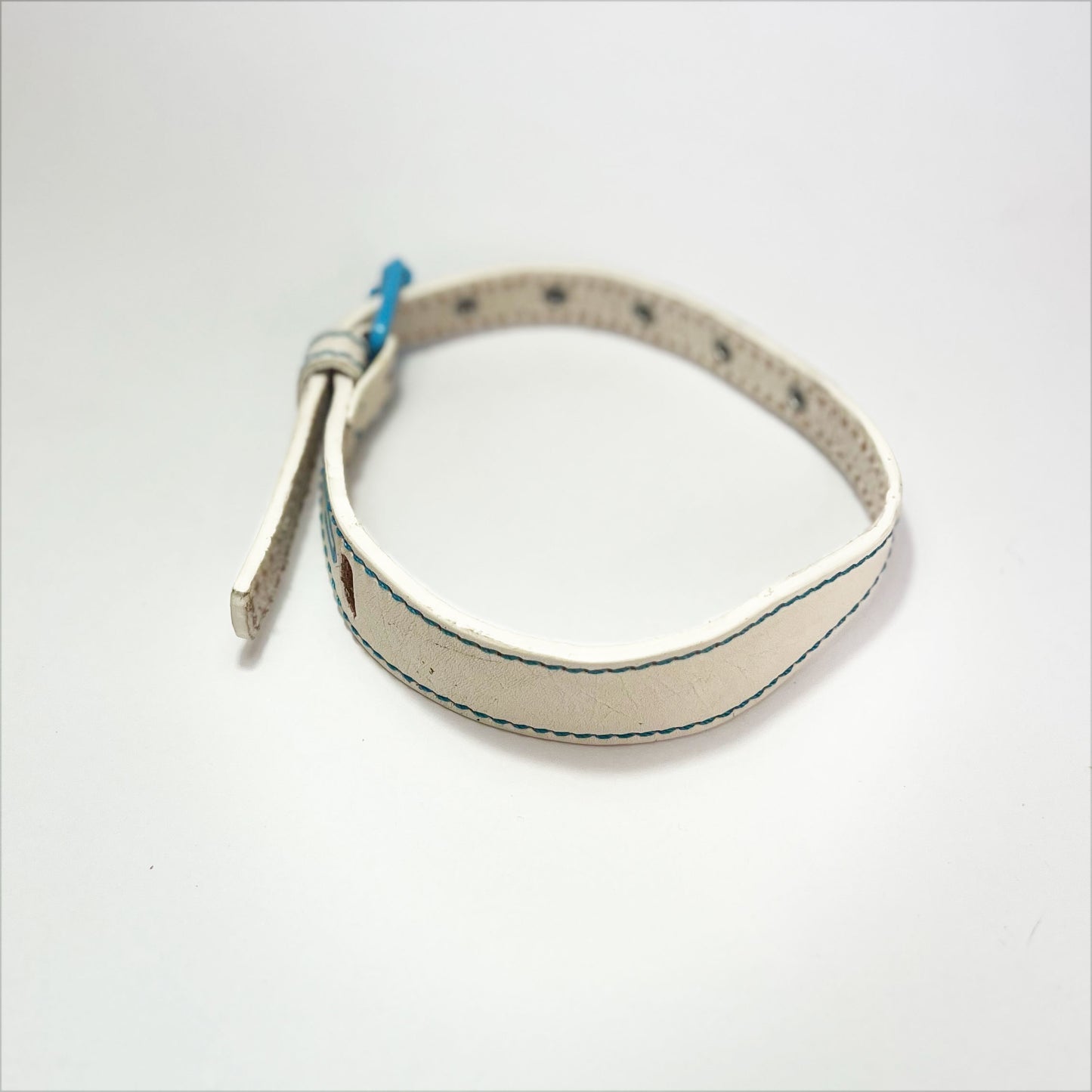 Vintage Diesel Dog Collar in White Leather