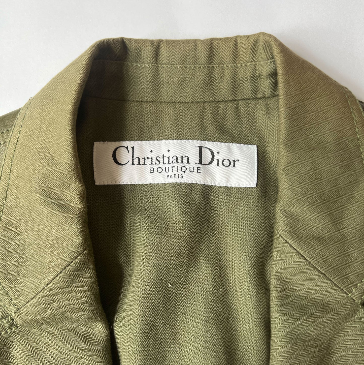 Late 90s Christian Dior Leather Panel Military Blazer Jacket - M