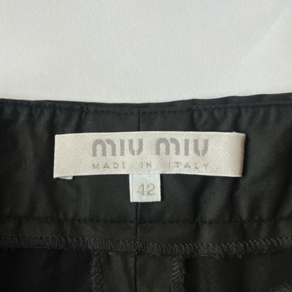 90's Miu Miu Cropped Trousers with Clip Belt in Black - S