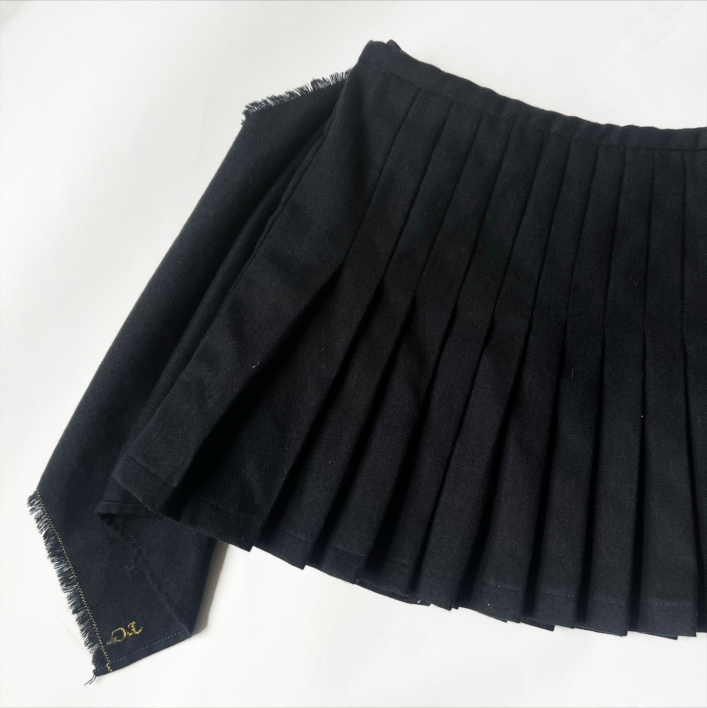 Vintage John Galliano Pleated Mini Kilt Skirt in Navy Wool - w28"