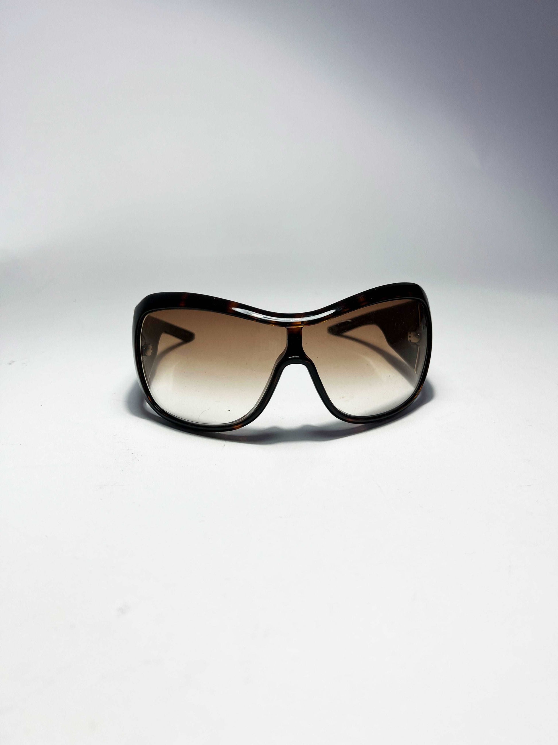 00's Dior Cannage 1 Mask Sunglasses in Tortoiseshell