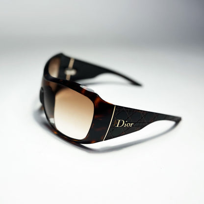 00's Dior Cannage 1 Mask Sunglasses in Tortoiseshell