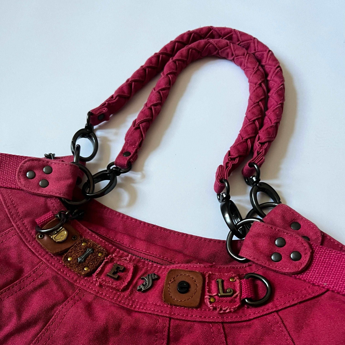 00's Diesel Hobo Bag with Grunge Lettering and Chain in Pink