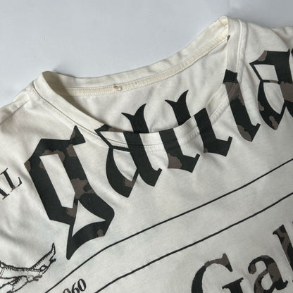 Vintage John Galliano Newspaper Print Tshirt in White - XL