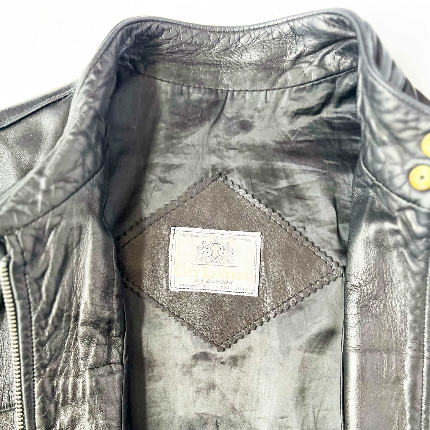 00's Leather Moto Jacket with Double Way Zip - S/M