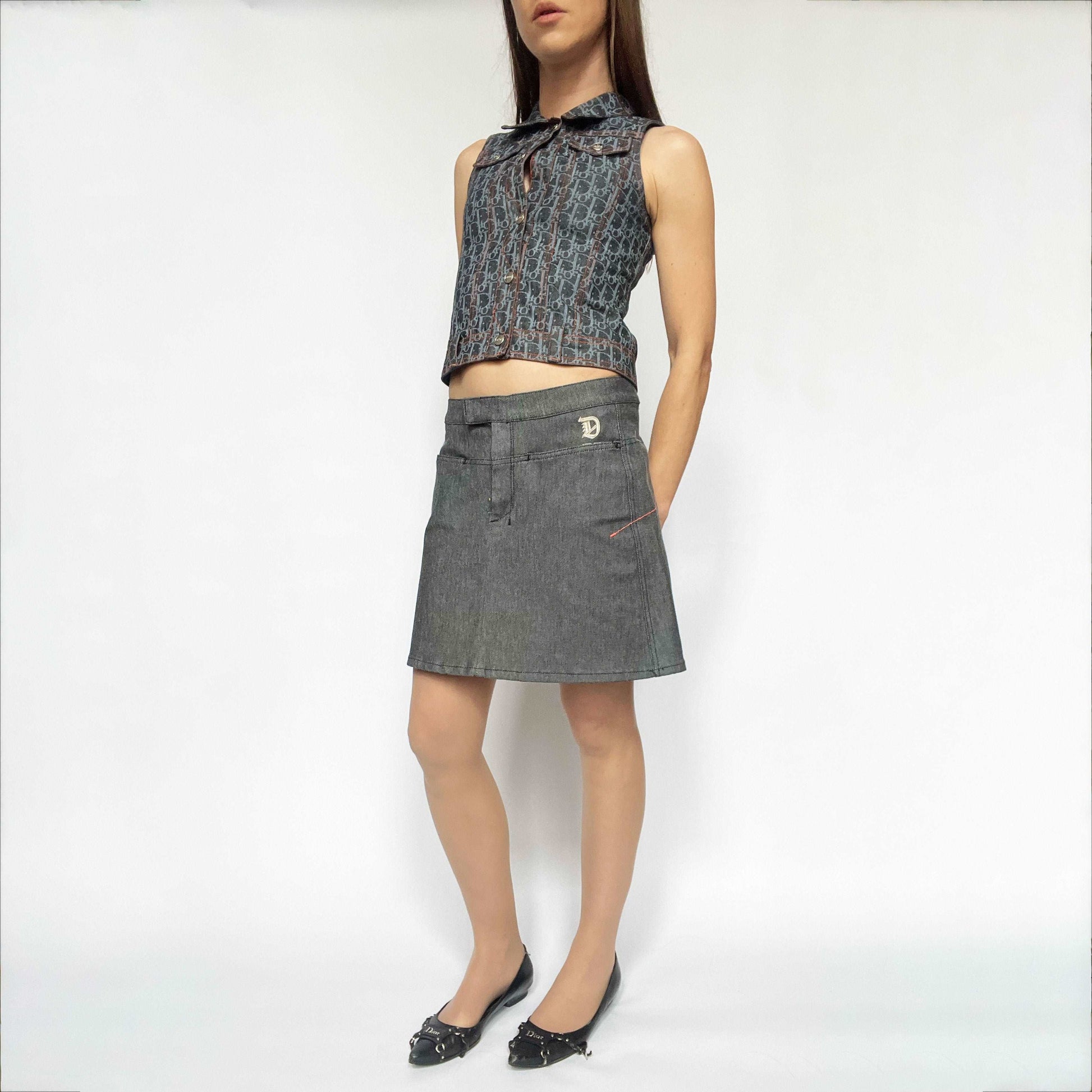 00's Diesel Chambray Denim A-line Mini Skirt - S