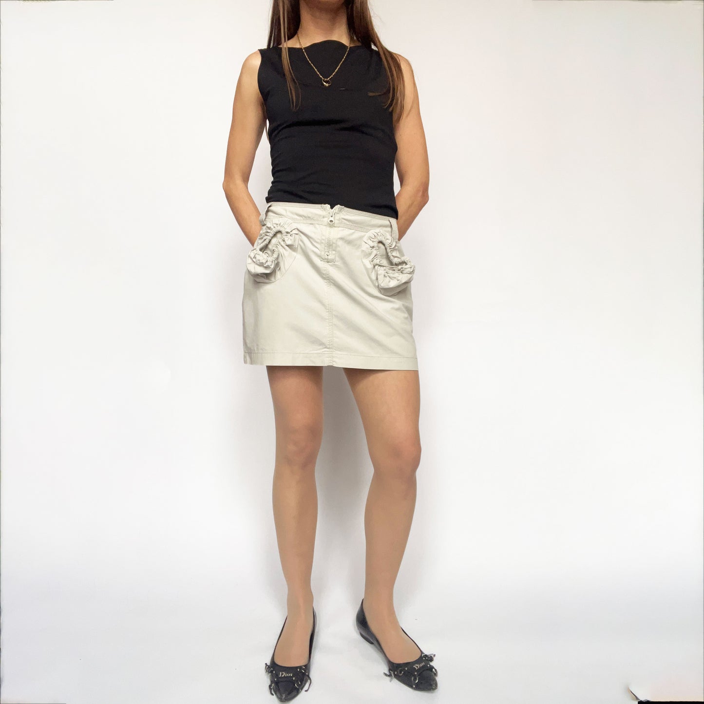 00's Miss Sixty Mini Skirt feat Egg Pockets in Grey - S