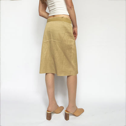 Vintage Silk Plein Sud Ribbed Pencil Skirt in Tan - w30"