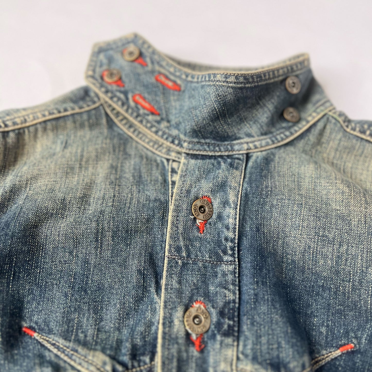 Late 90's Diesel Denim Jacket with Lace Up Corset Back in Blue - M