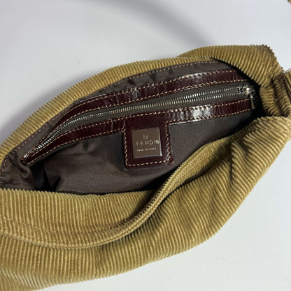 Early 00's Fendi Baguette Bag with Double Flap in Corduroy