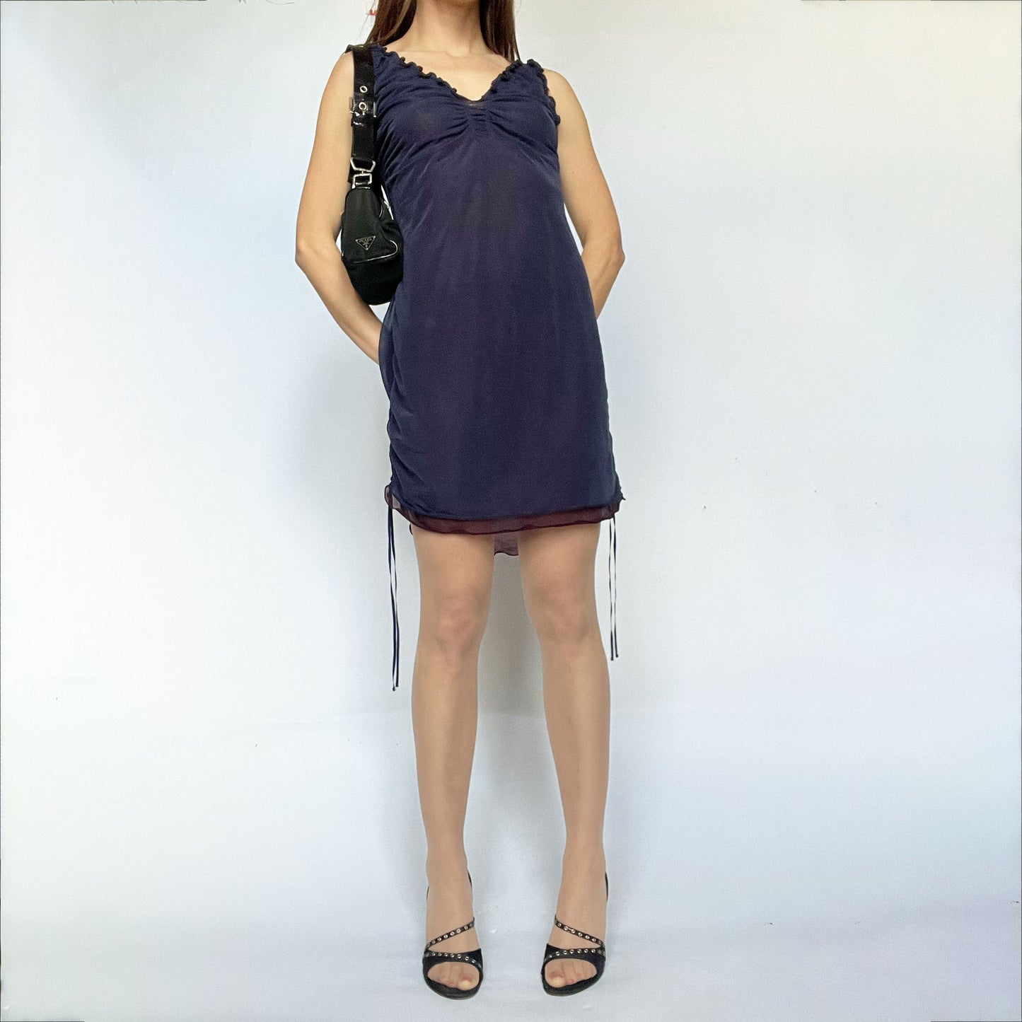 SS 2005 Issey Miyake Mesh Mini Dress in Blue - S