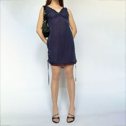 SS 2005 Issey Miyake Mesh Mini Dress in Blue - S