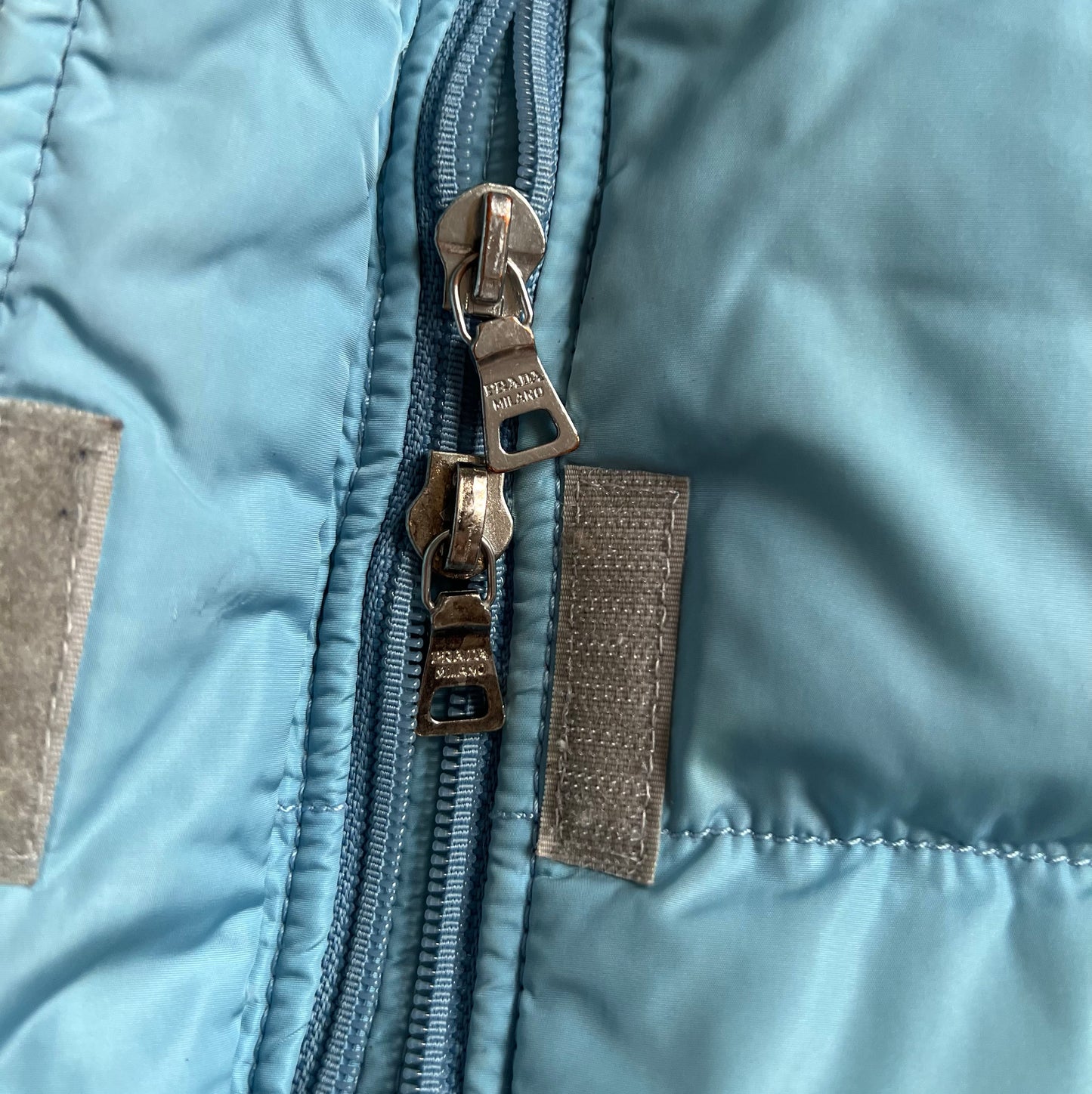 Vintage Prada Sport Nylon Down Gilet in Duck Egg Blue