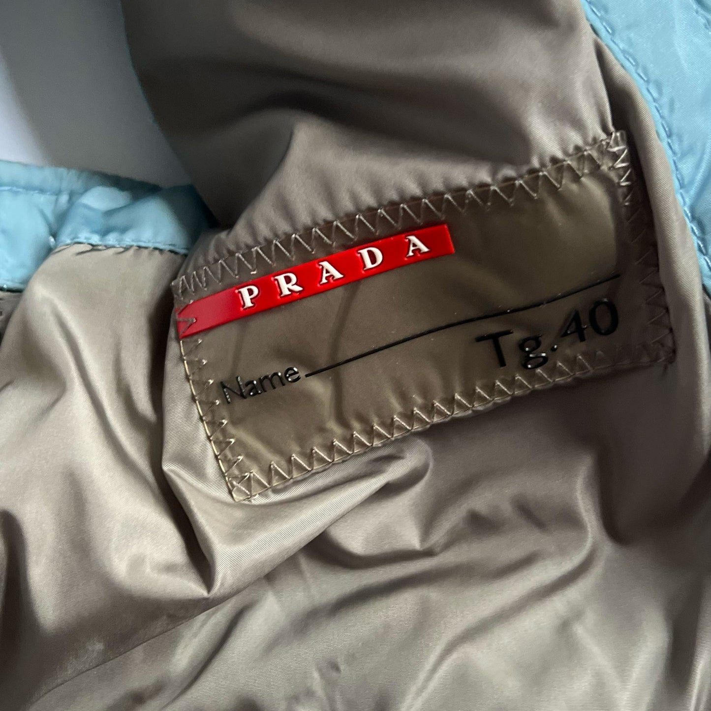 Vintage Prada Sport Nylon Down Gilet in Duck Egg Blue