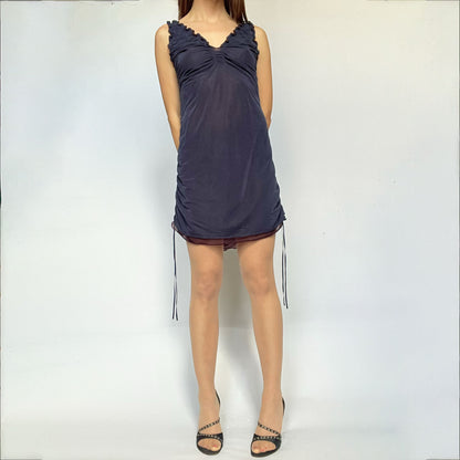 SS 2005 Issey Miyake Mesh Mini Dress in Blue - S