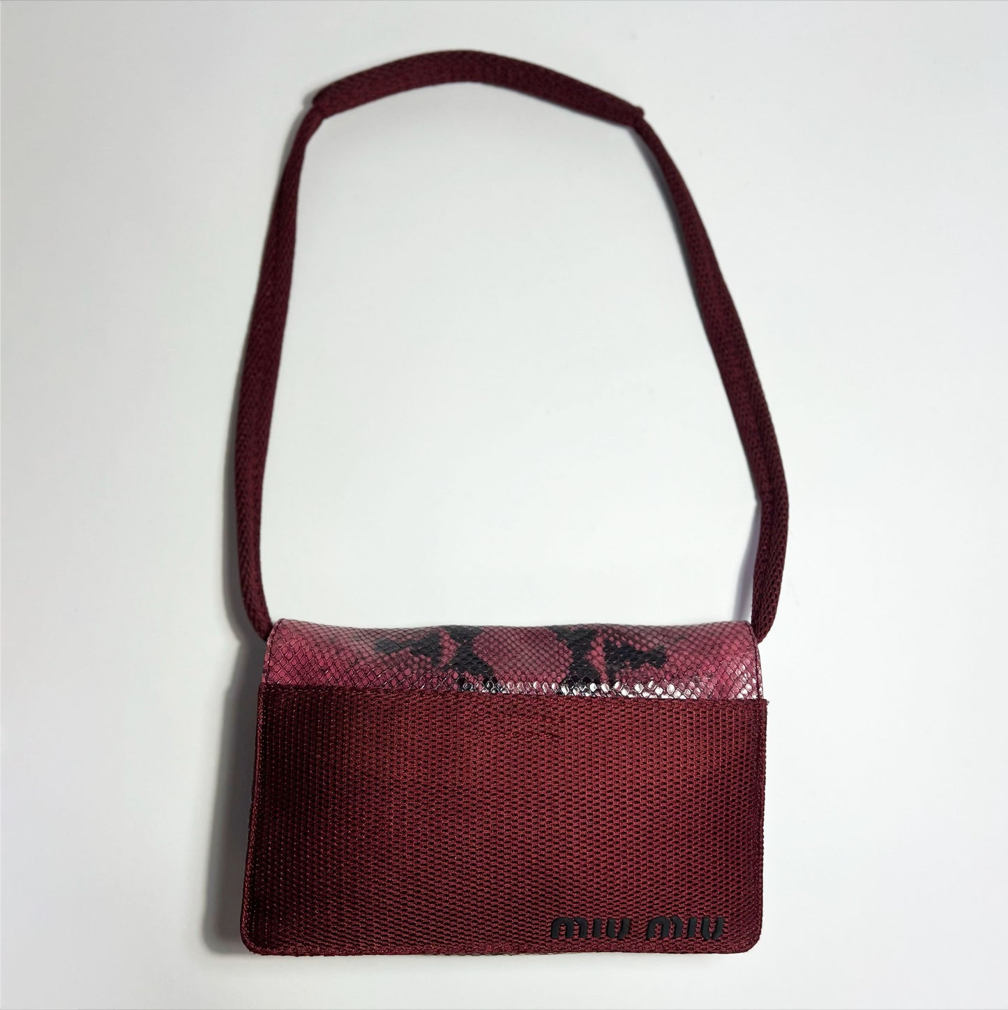 Vintage Miu Miu 1999 FW Cross Body Python Bag in Burgundy