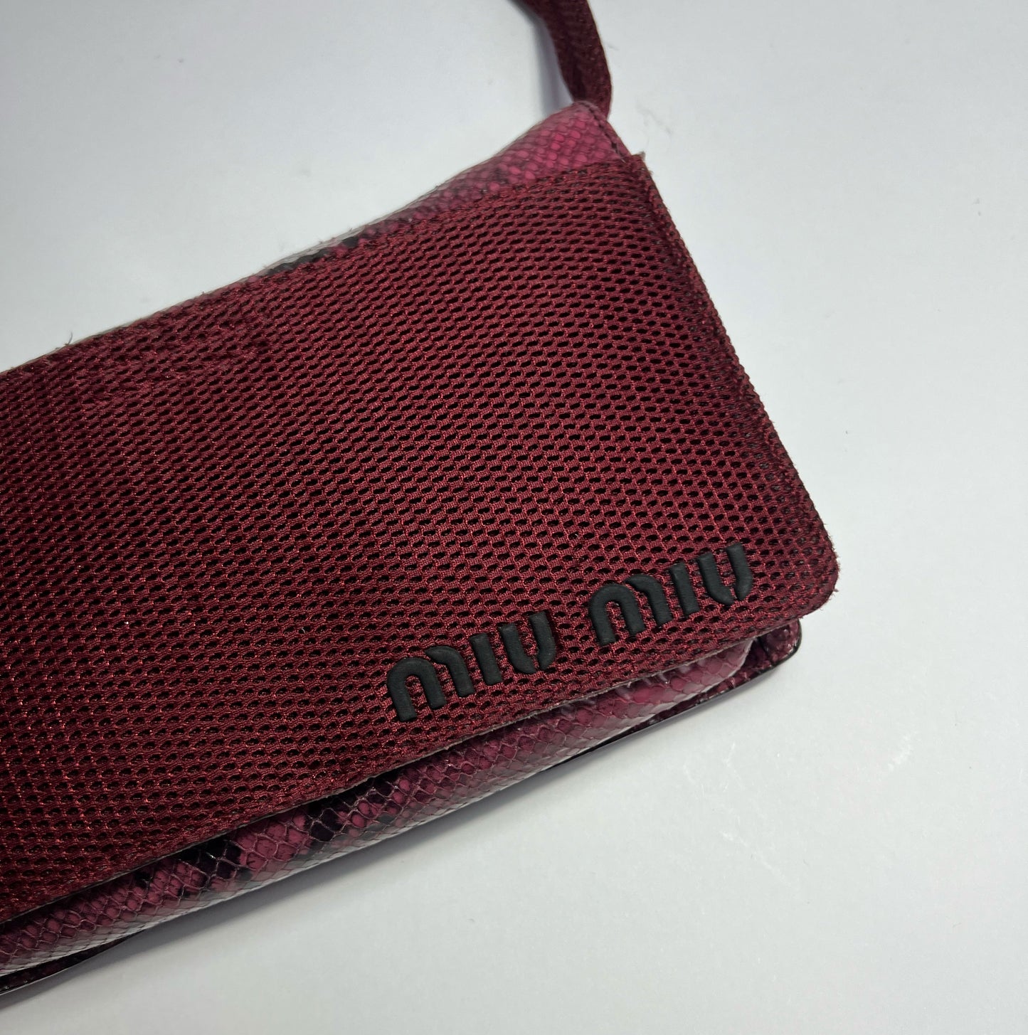 Vintage Miu Miu 1999 FW Cross Body Python Bag in Burgundy