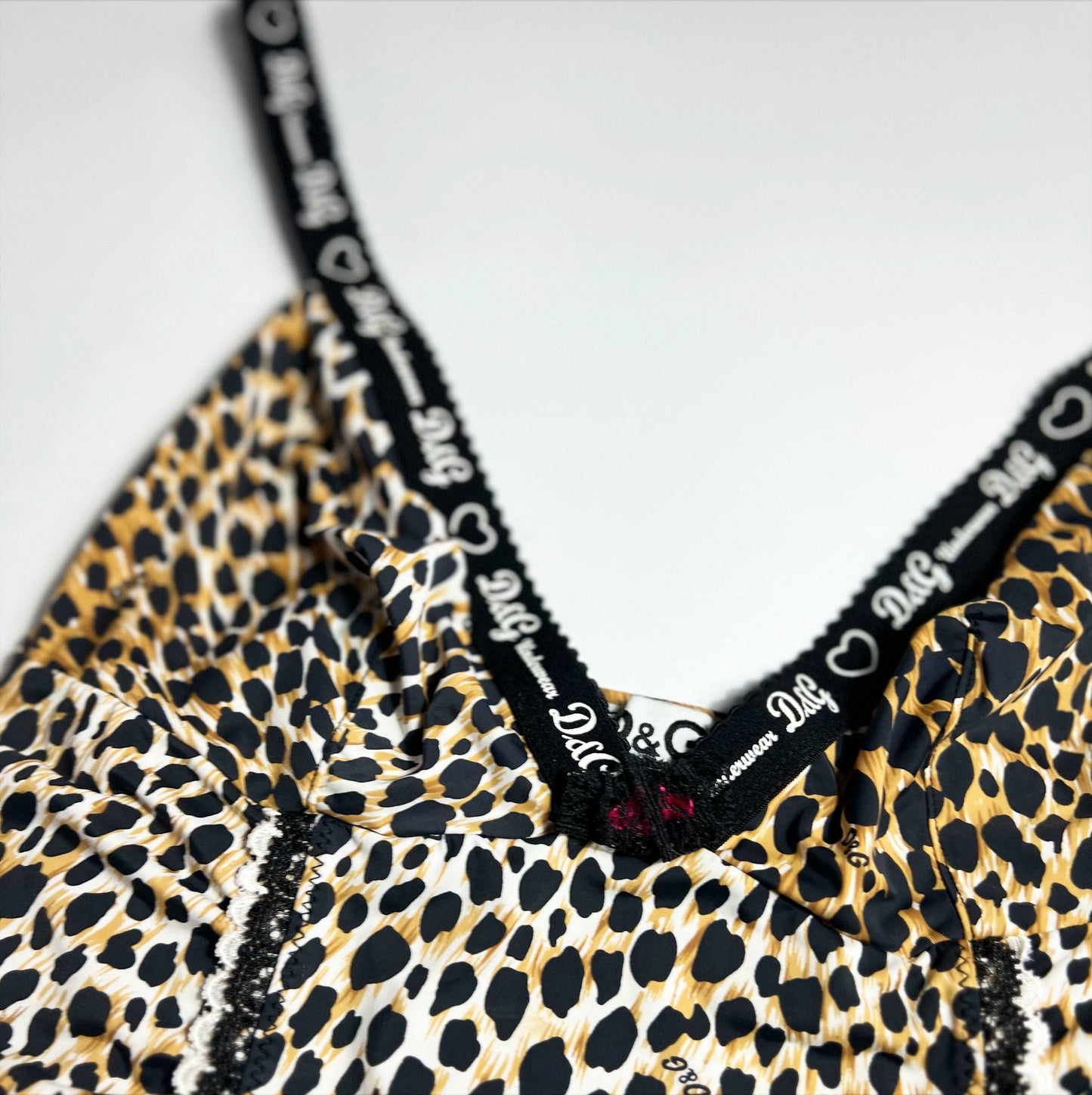 00's Dolce & Gabbana Leopard Print Cami Top with lace trim - M