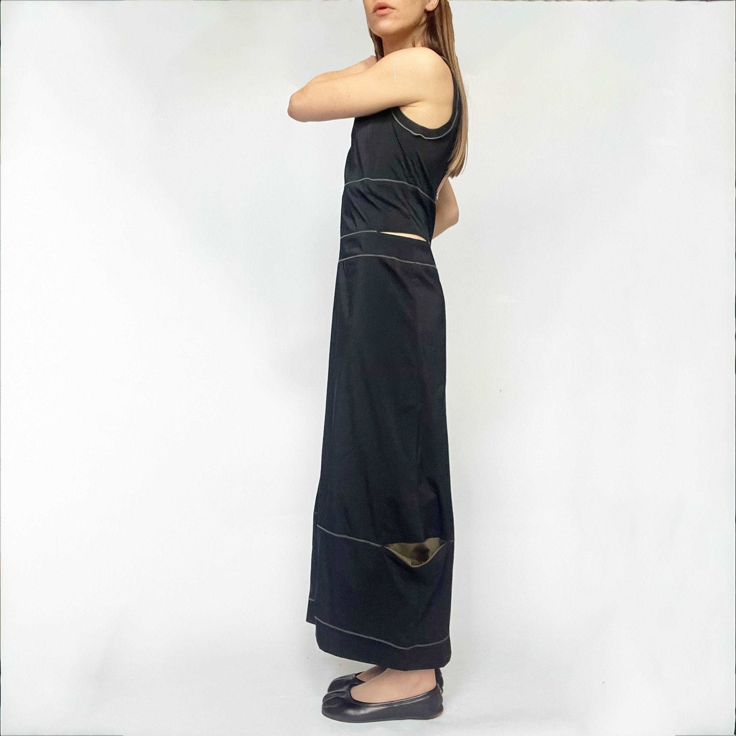 00's Cop Copine Maxi Dress with Cargo Pocket and Cut Out Detail - M