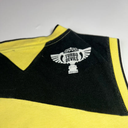 00's Roberto Cavalli Turbo Devils Moto Style Tank Top in Yellow - UK 12