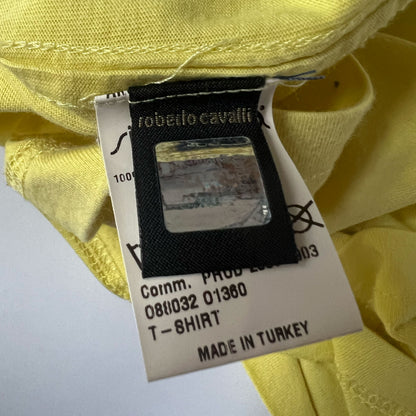 00's Roberto Cavalli Turbo Devils Moto Style Tank Top in Yellow - UK 12