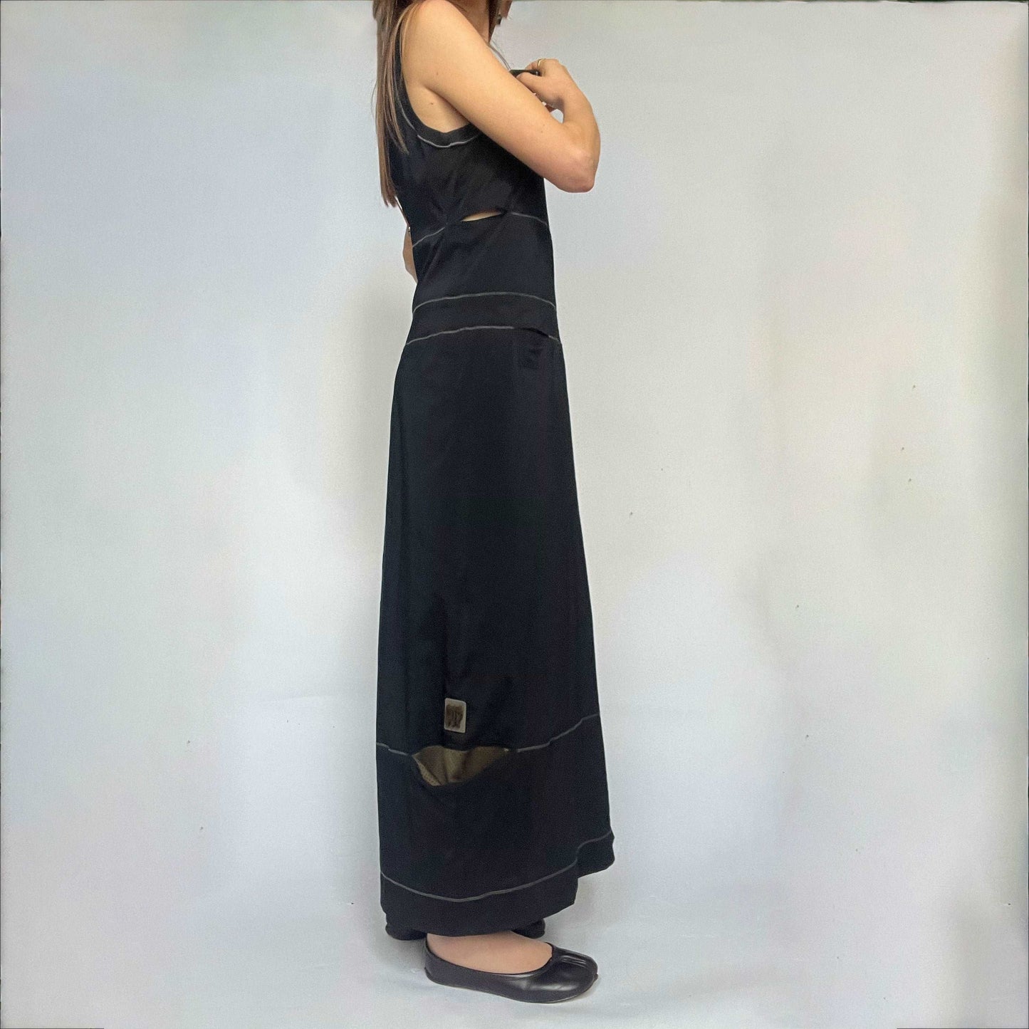 00's Cop Copine Maxi Dress with Cargo Pocket and Cut Out Detail - M