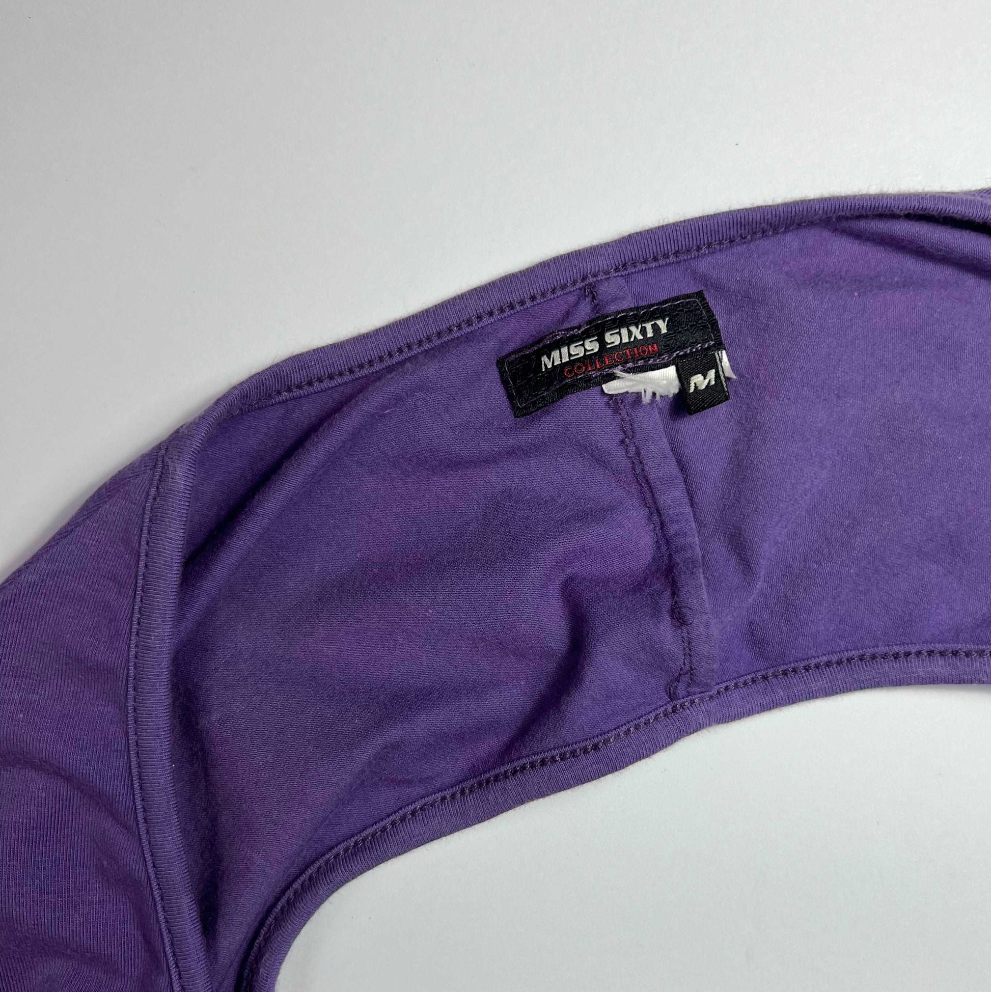 00's Miss Sixty Long Sleeve Bodice Top with Open Back in Purple - M