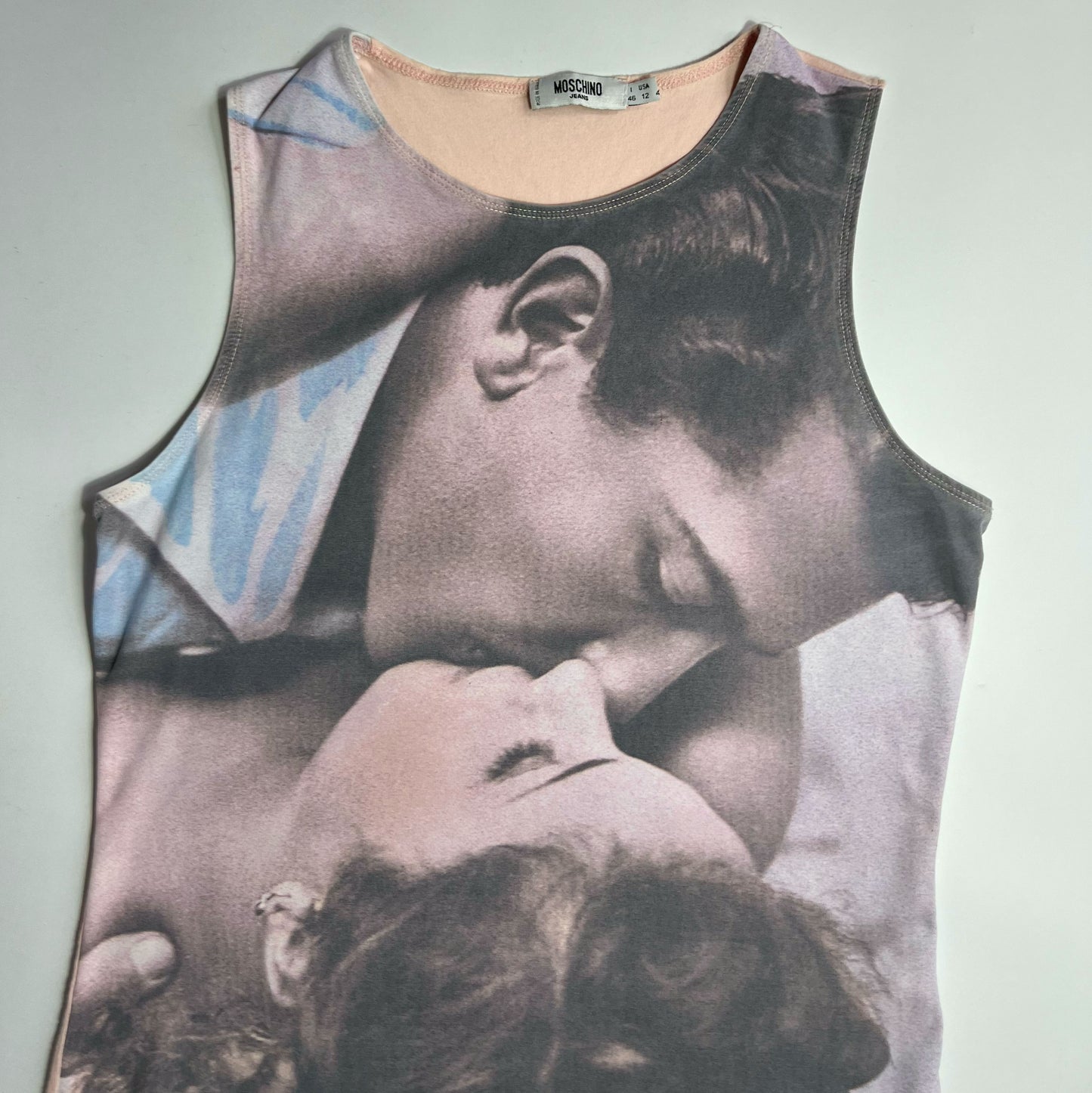 Vintage Moschino Jean Kiss Photo Print Tank Top - L