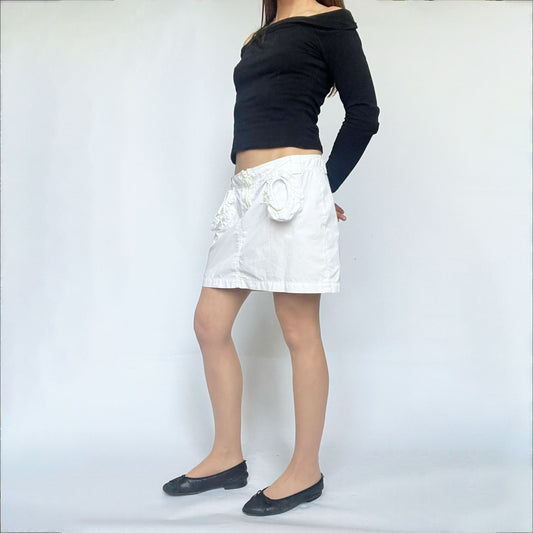 00's Miss Sixty Mini Skirt feat Egg Pockets in White - S