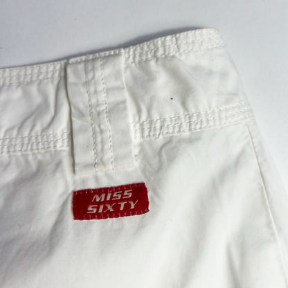 00's Miss Sixty Mini Skirt feat Egg Pockets in White - S