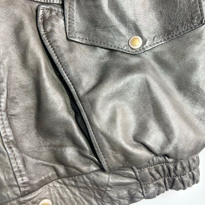 Vintage Leather Aviator Jacket with Removable Sheepskin Collar  - L