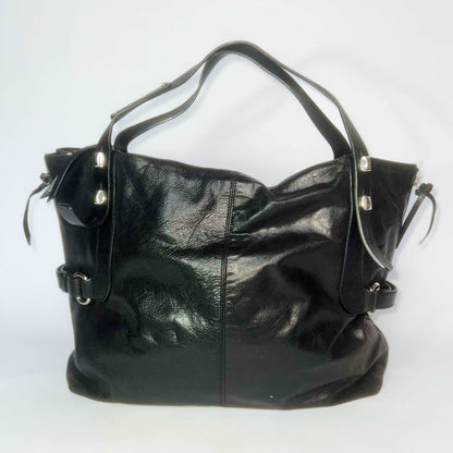 00's Francesco Biasia Large Leather Hobo Bag in Black