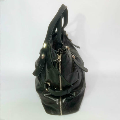 00's Francesco Biasia Large Leather Hobo Bag in Black