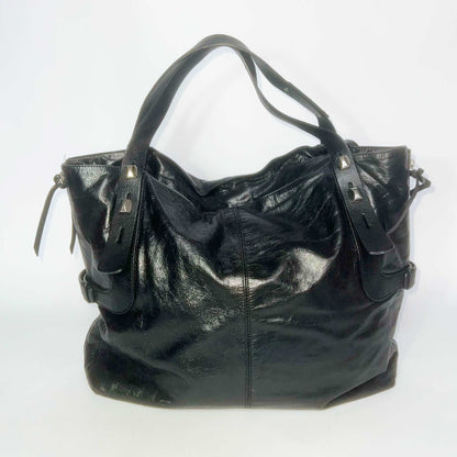 00's Francesco Biasia Large Leather Hobo Bag in Black