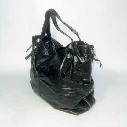 00's Francesco Biasia Large Leather Hobo Bag in Black