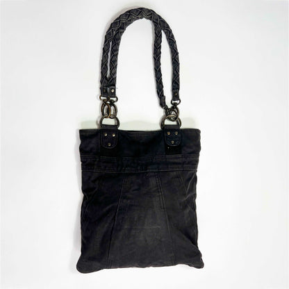 00's Diesel Canvas Tote Bag with Grunge Lettering in Black