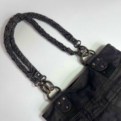 00's Diesel Canvas Tote Bag with Grunge Lettering in Black