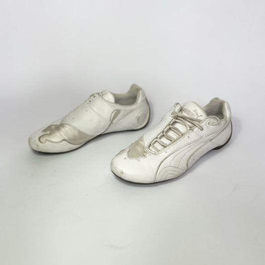 00's Puma Trainers with Satin Puma and Rhinestones in White - UK 4