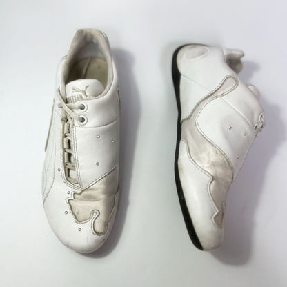 00's Puma Trainers with Satin Puma and Rhinestones in White - UK 4