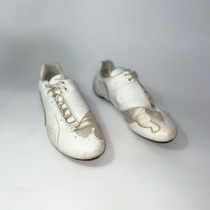 00's Puma Trainers with Satin Puma and Rhinestones in White - UK 4