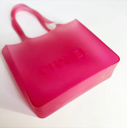 2010 Chanel Jelly Tote Bag with De Bossed Logo in Pink