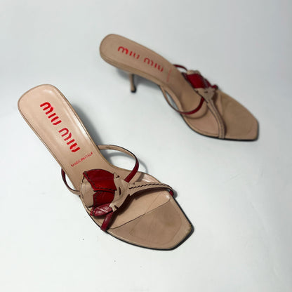 90's Miu Miu Slip On Heels with Flower Detail - UK 5.5